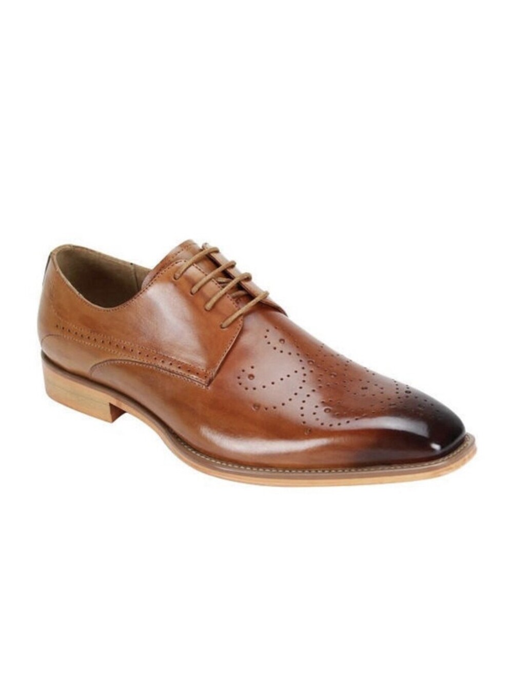 NIB Giovanni Mens Size 10 Joel Lace Up Fancy Pattern Tan Dress Shoes Free Ship